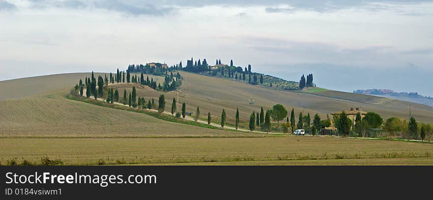 Acharacteristic view of Val d'Orcia in Tuscany, Italy