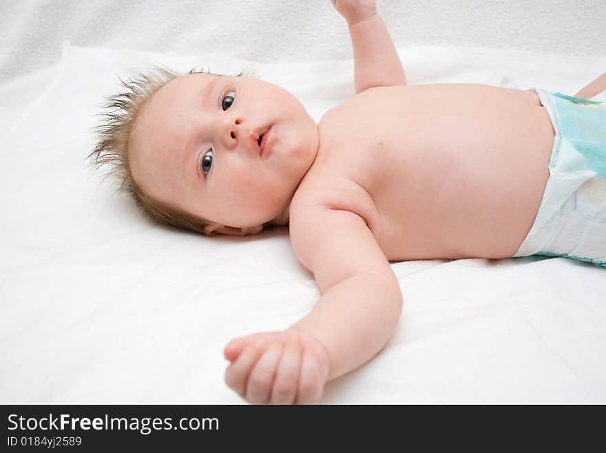 Sweet baby girl after bath