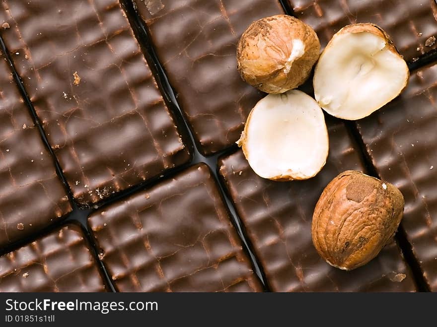 Chocolate cookies with nuts