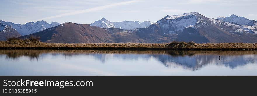 Beautiful high mountains clear water lake