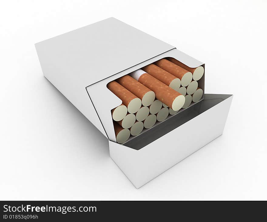 Pack of cigarettes isolated on white background