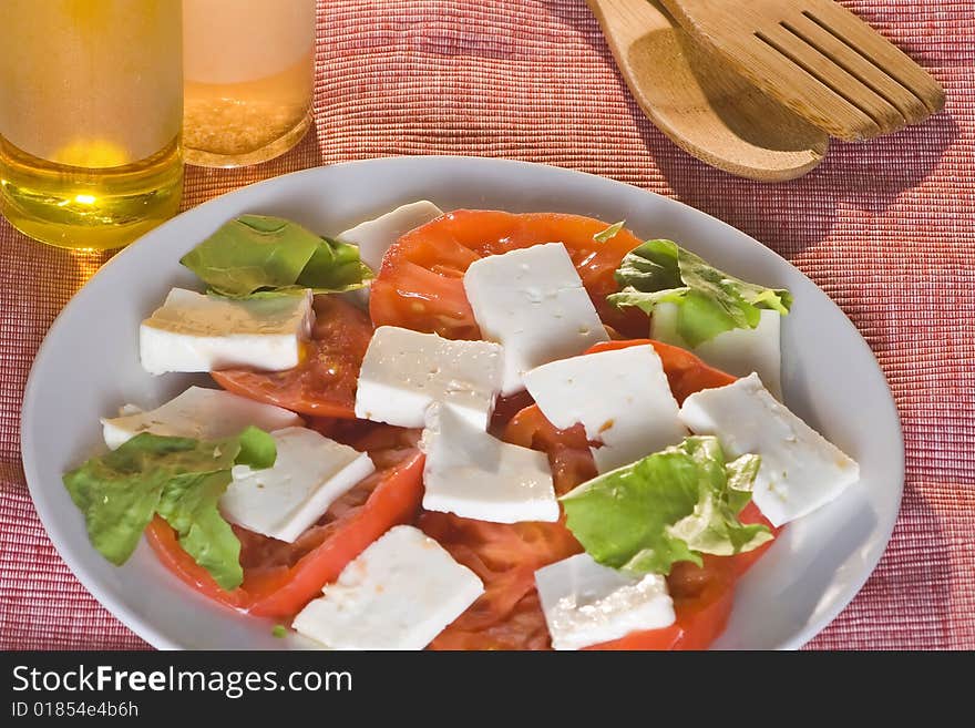 A fresh salad isolated over white background