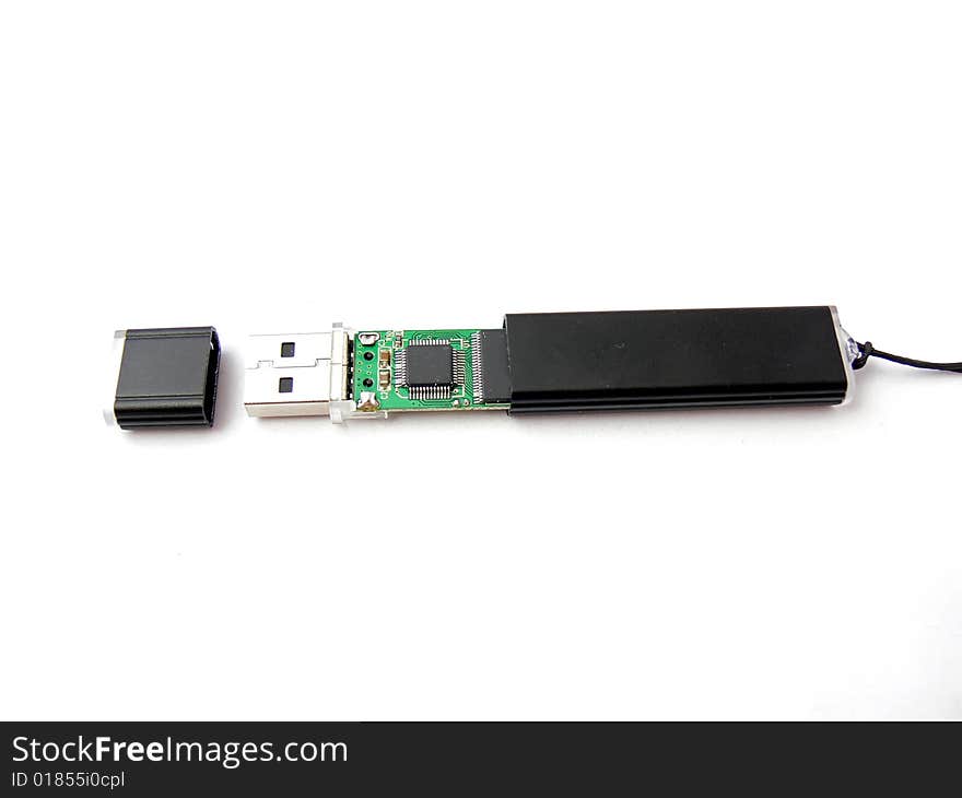 Close up of the usb flash memory isolated on white background.