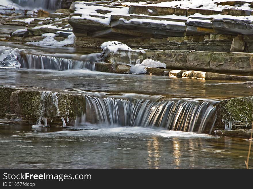 Mountain stream in the winter.