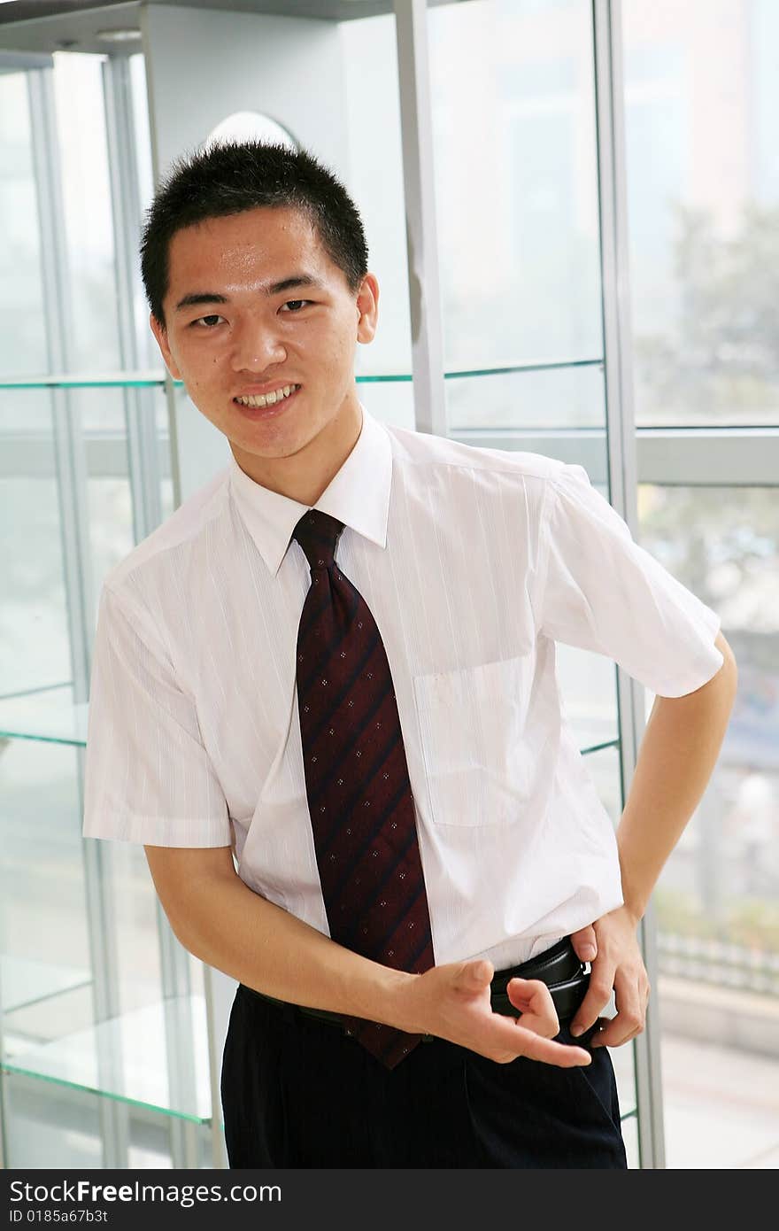 Young   business man in office