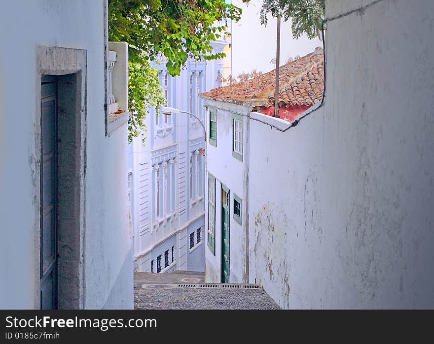 Alley and doors in a village on the Canary Island La Palma. Alley and doors in a village on the Canary Island La Palma