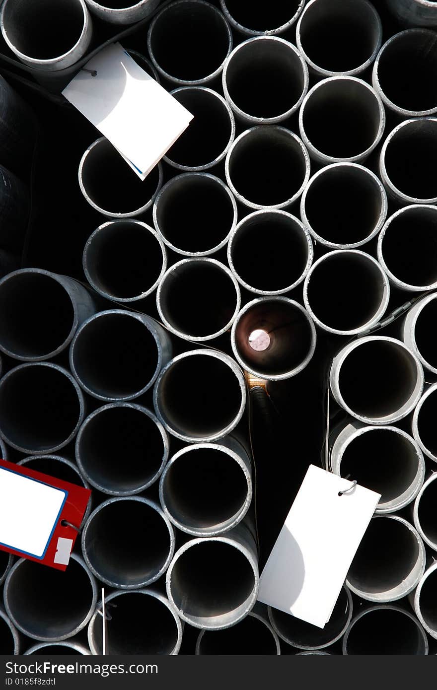 Steel pipes on a dock in youghal ireland. Steel pipes on a dock in youghal ireland