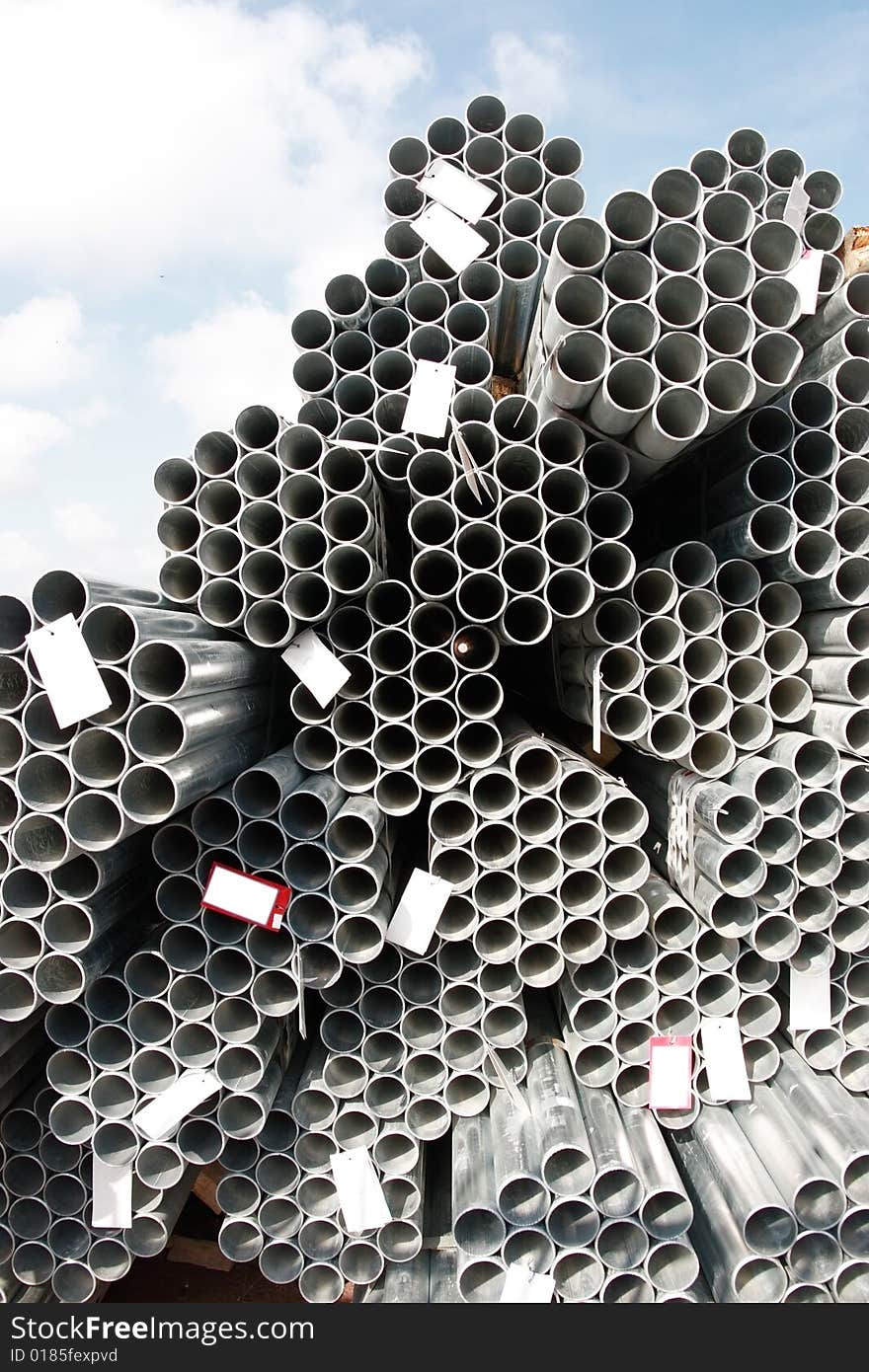 Steel pipes on a dock in youghal ireland. Steel pipes on a dock in youghal ireland