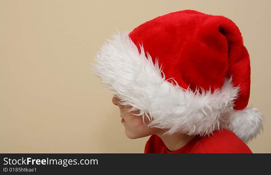 Little boy in Santa hat. Little boy in Santa hat