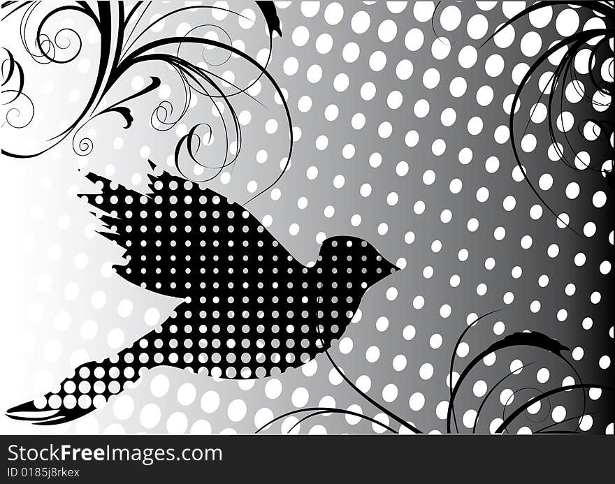 Black dove on decorative background