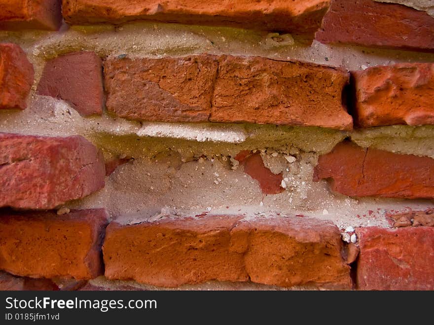 Red castle ancient bricks wall