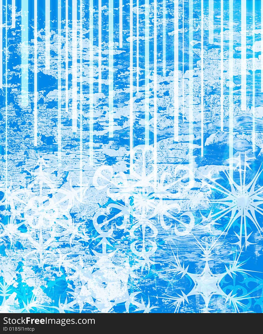 Illustrated snowflakes abstract blue background. Illustrated snowflakes abstract blue background