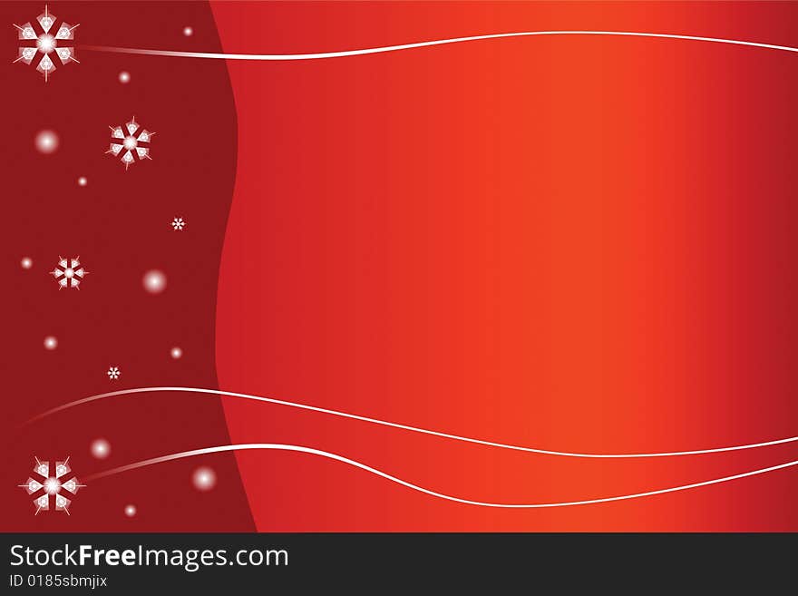 Background with snowflakes and decoration in red. Background with snowflakes and decoration in red