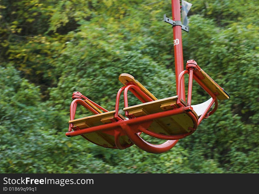 Lift chair going down from castle in Koblenz, Germany.