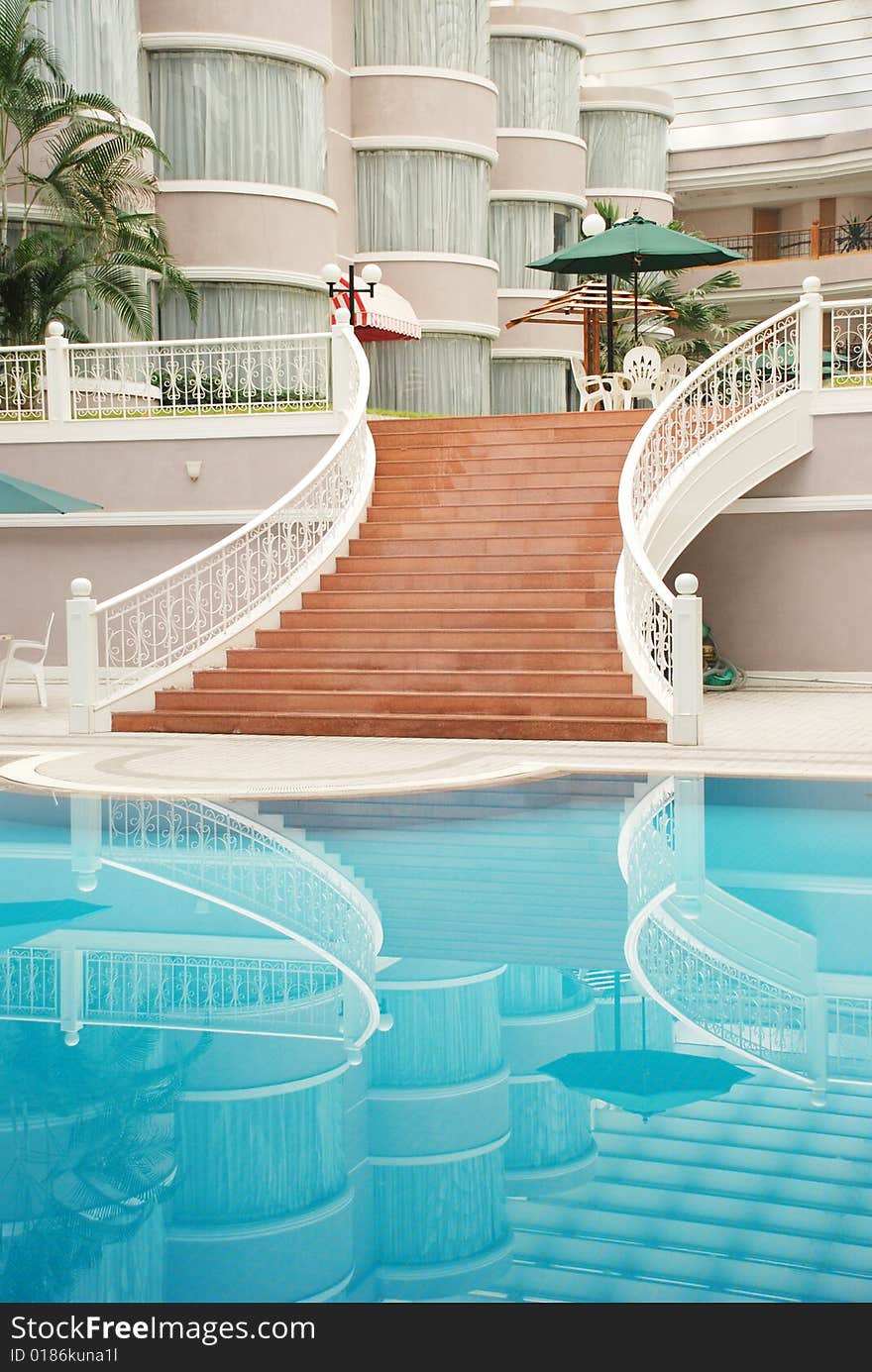 Hotel patio swimming pool