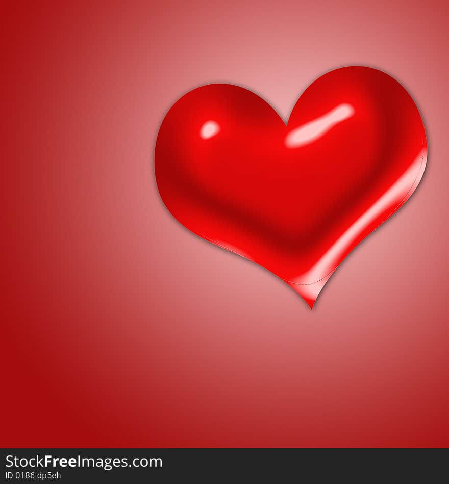 Isolated red heart with copy space