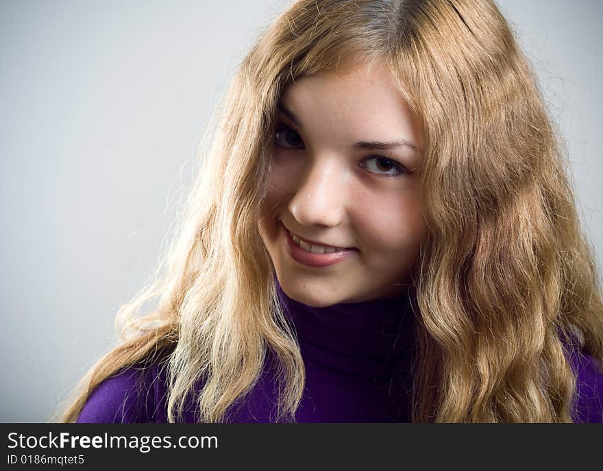 Portrait of young asking girl. Portrait of young asking girl.