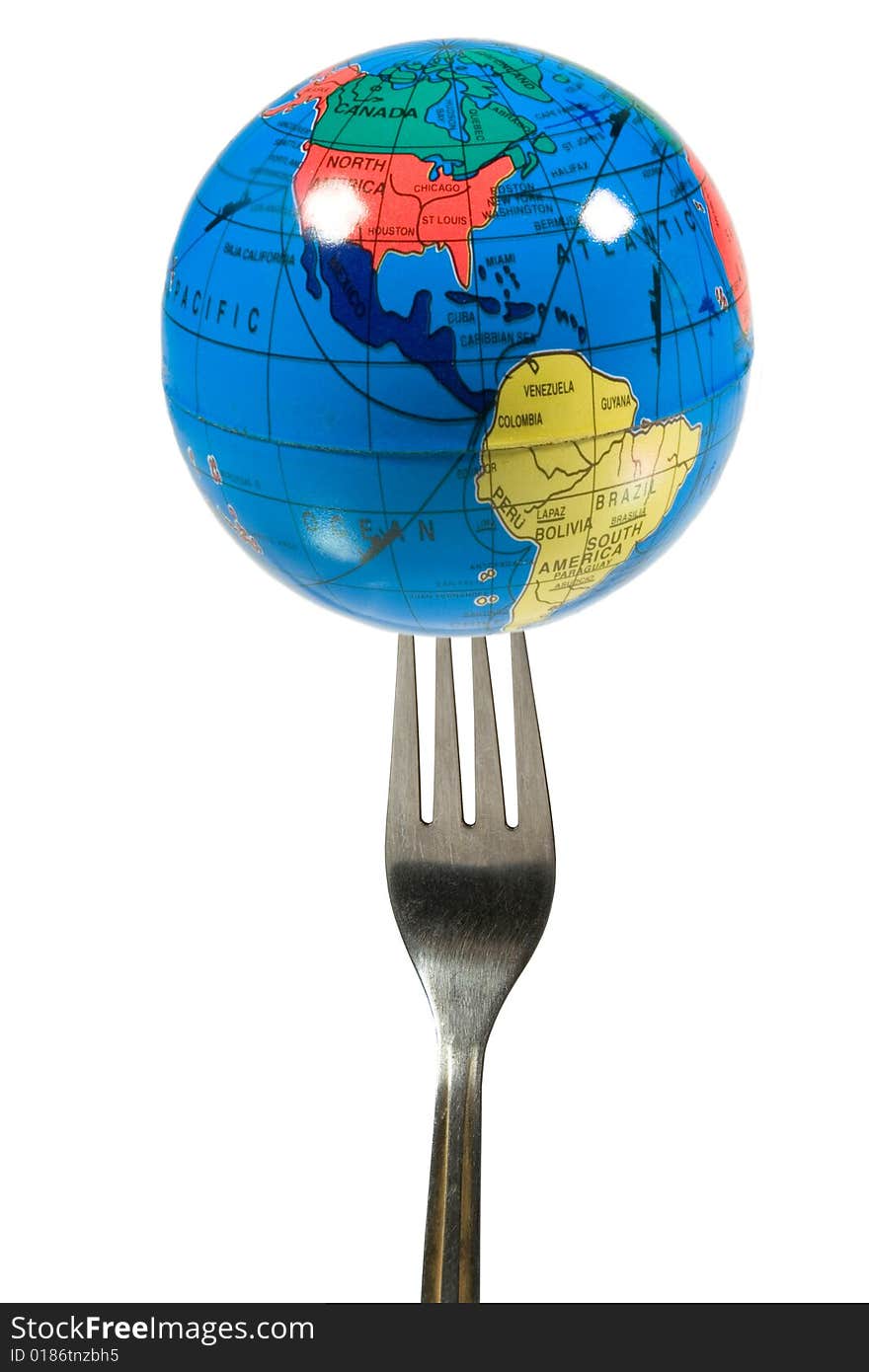 Small globe on a fork