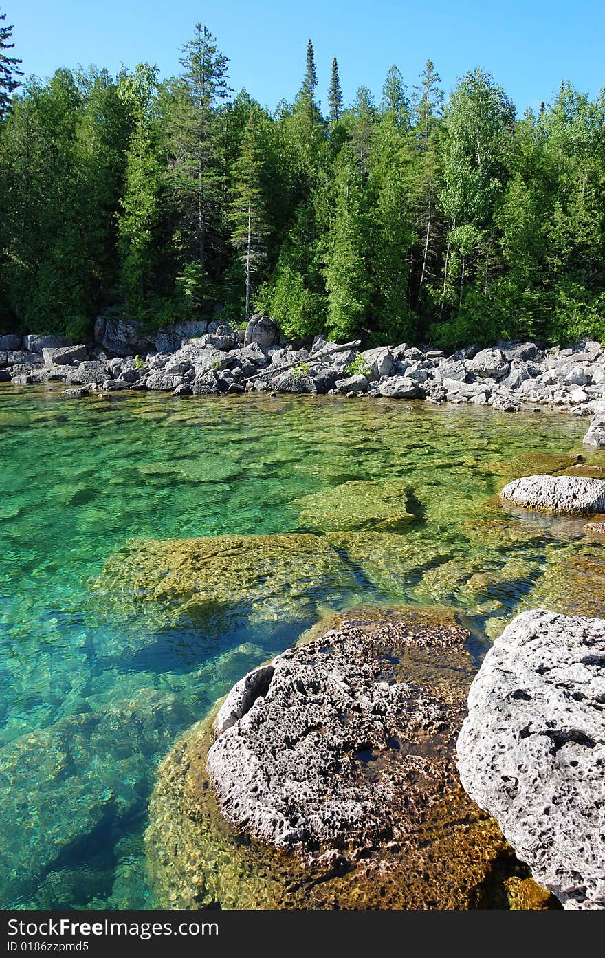 Rocky Shore And Lake