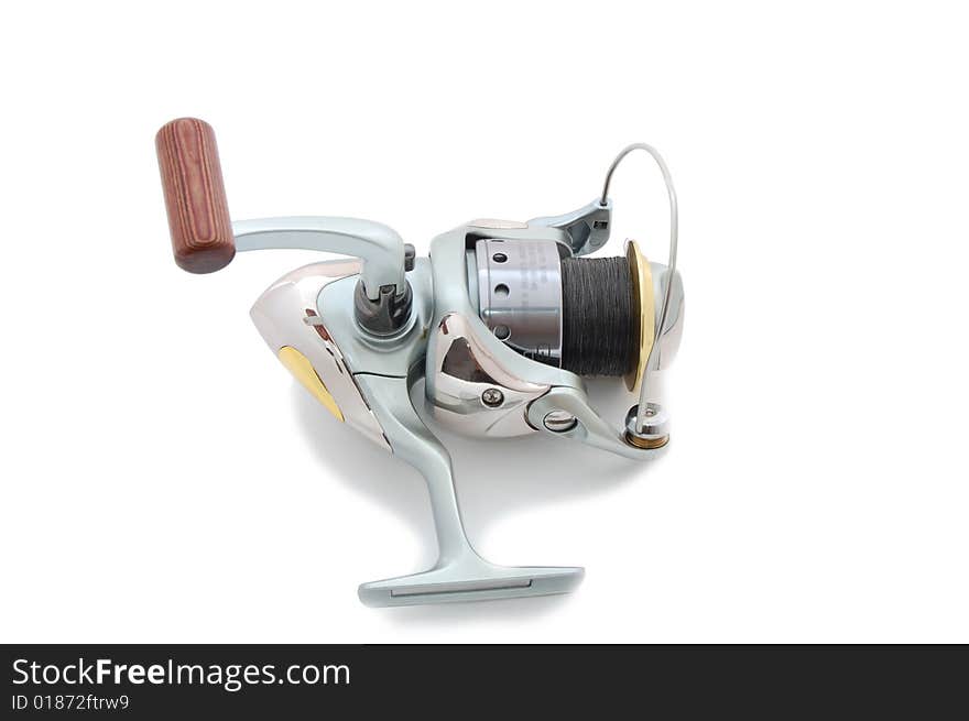 Spinning reel isolated on a white