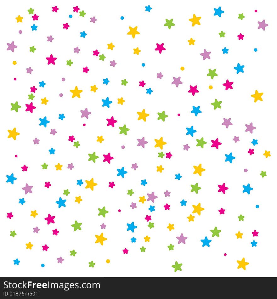 An illustration of colourful star rain on white isolated background. An illustration of colourful star rain on white isolated background