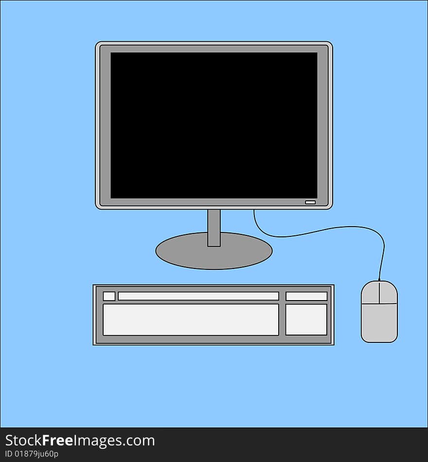 A simple illustration of a desktop computer. A simple illustration of a desktop computer