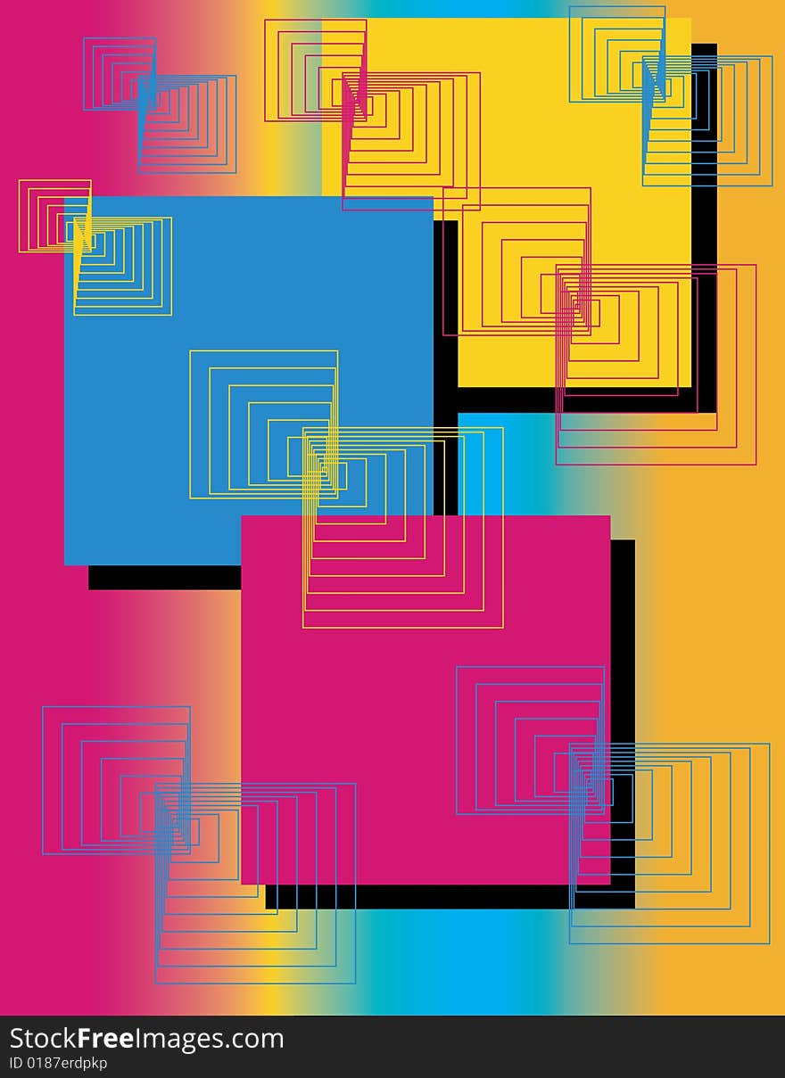 Wire-frame Rectangles are Featured in an Abstract Geometric Background Illustration. Wire-frame Rectangles are Featured in an Abstract Geometric Background Illustration.