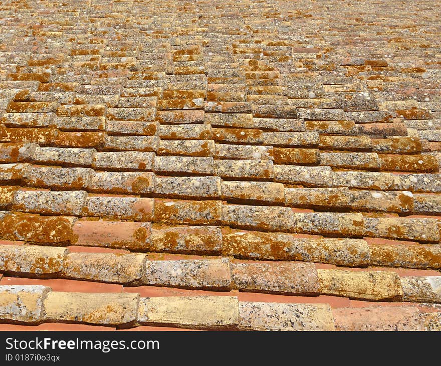 Old roof tiles of the cathedral of Faro, Algarve,. Old roof tiles of the cathedral of Faro, Algarve,