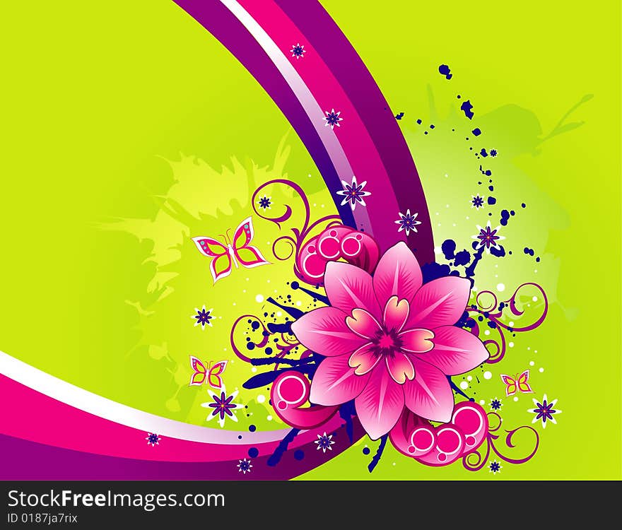 Vector fantasy background and flowers illustration composition. Vector fantasy background and flowers illustration composition