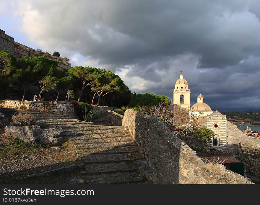 Portovenere, near cinque terre in liguria, Italy, during winter