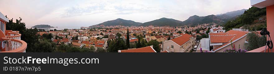 Panorama of Budva - old town in Montenegro