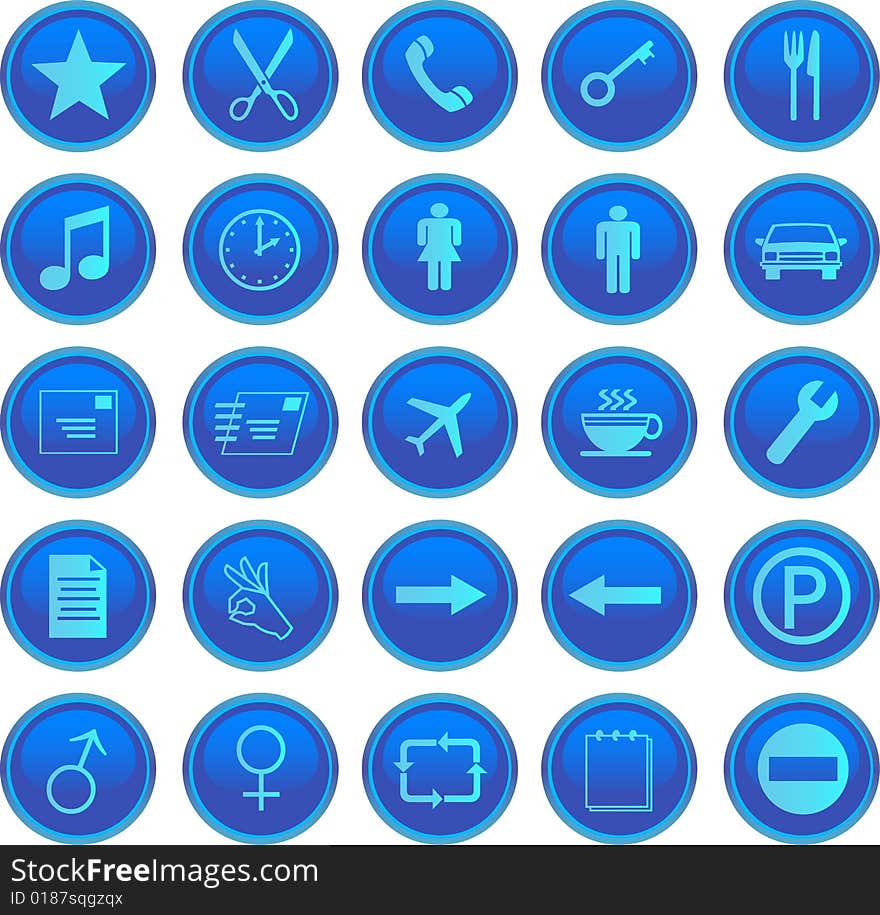 Web icons set blue vector