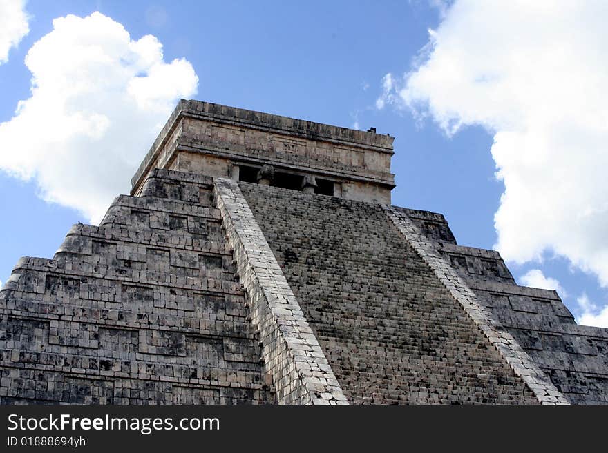 Majestic Mayan temple against the blue sky. Majestic Mayan temple against the blue sky