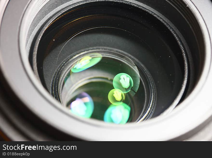 Close-up of lens with the focus on exterior ring. Close-up of lens with the focus on exterior ring