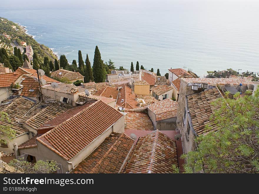 Old village of Cap Martin in French Riviera. View of the Mediterranean coast near Monaco. Old village of Cap Martin in French Riviera. View of the Mediterranean coast near Monaco.