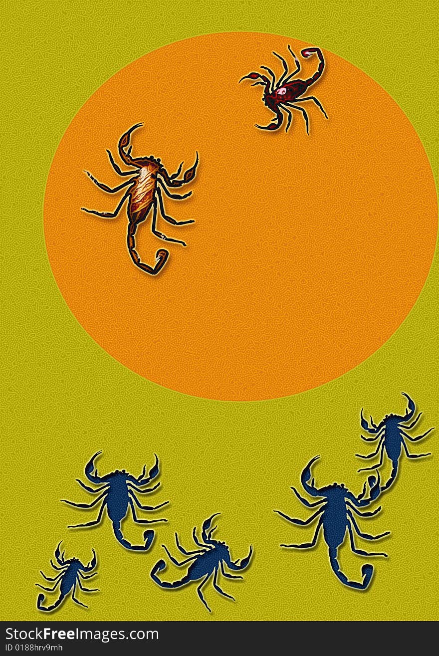 great creative abstract colored bright rich textured image battle scorpions at the scene. .great creative abstract colored bright rich textured image battle scorpions at the scene.