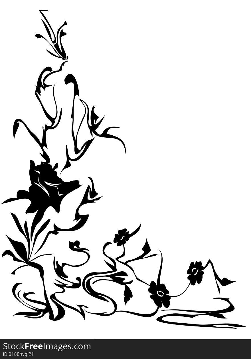 Easily editable and scalable vector decorative floral corner. Easily editable and scalable vector decorative floral corner.