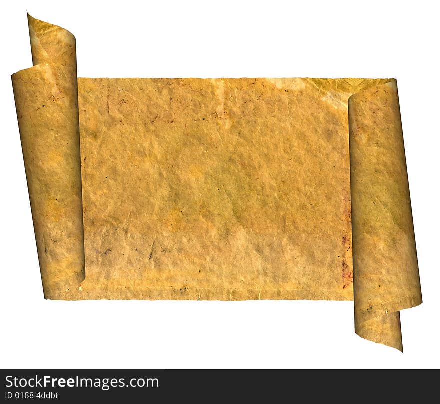 Vintage grunge rolled parchment illustration with ragged borders (natural paper texture)