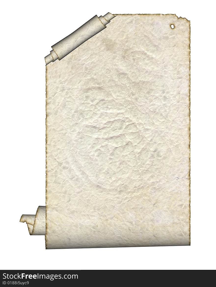 Vintage grunge rolled parchment illustration with ragged borders (natural paper texture)