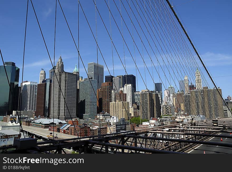 Brooklyn Bridge with New York City Skyline