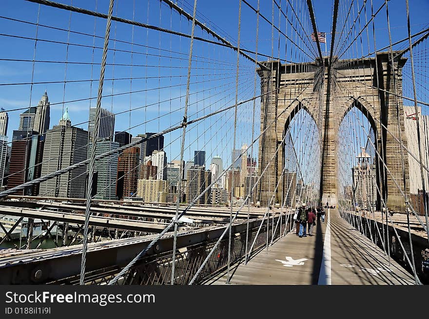 Brooklyn Bridge with New York City Skyline