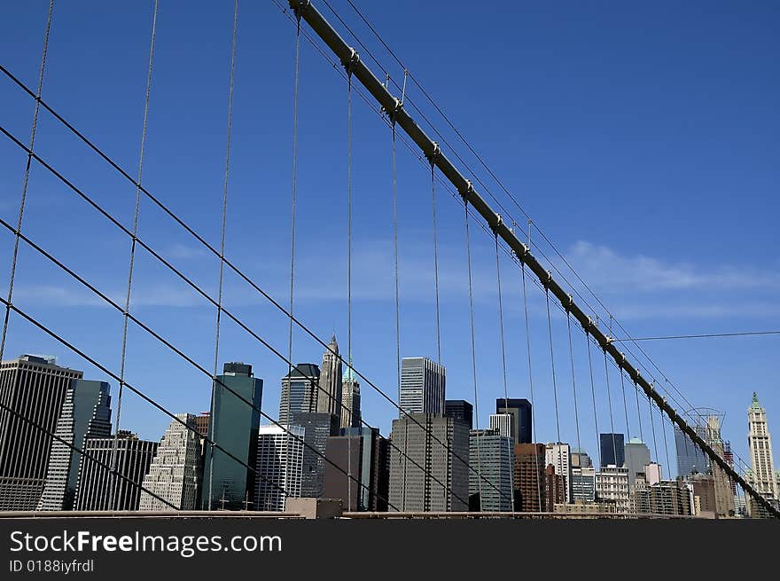 Brooklyn Bridge with New York City Skyline