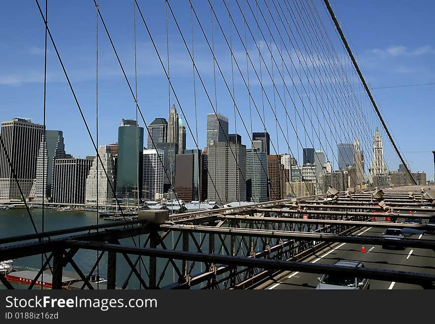 Brooklyn Bridge with New York City Skyline