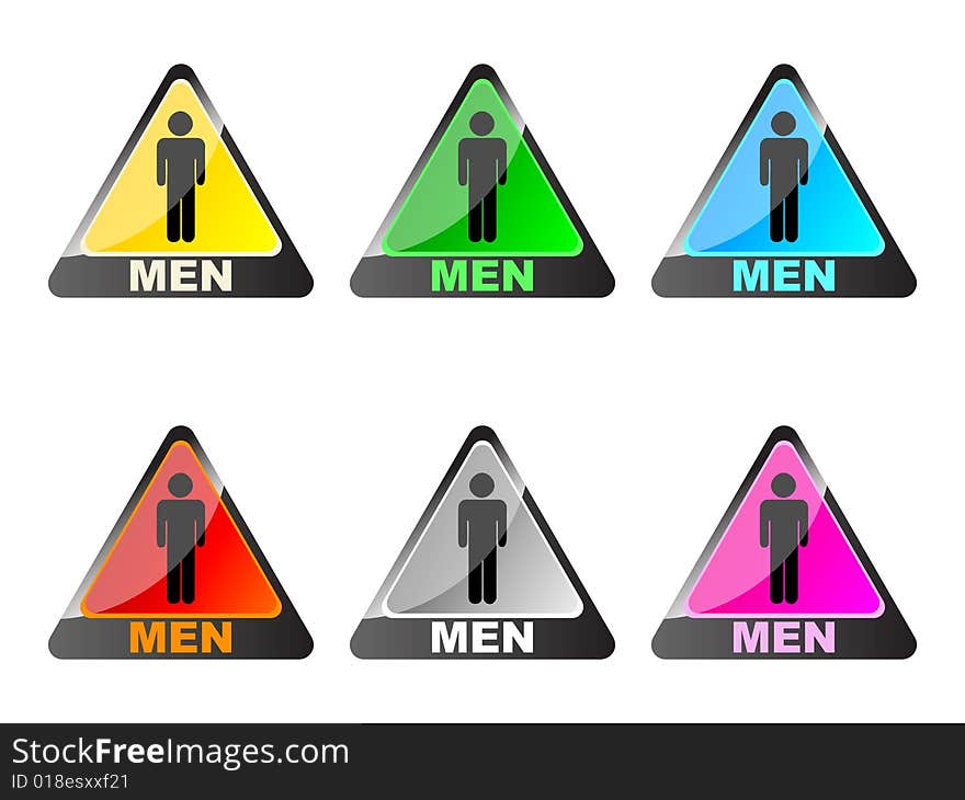 Men toilet label different colors vector illustration