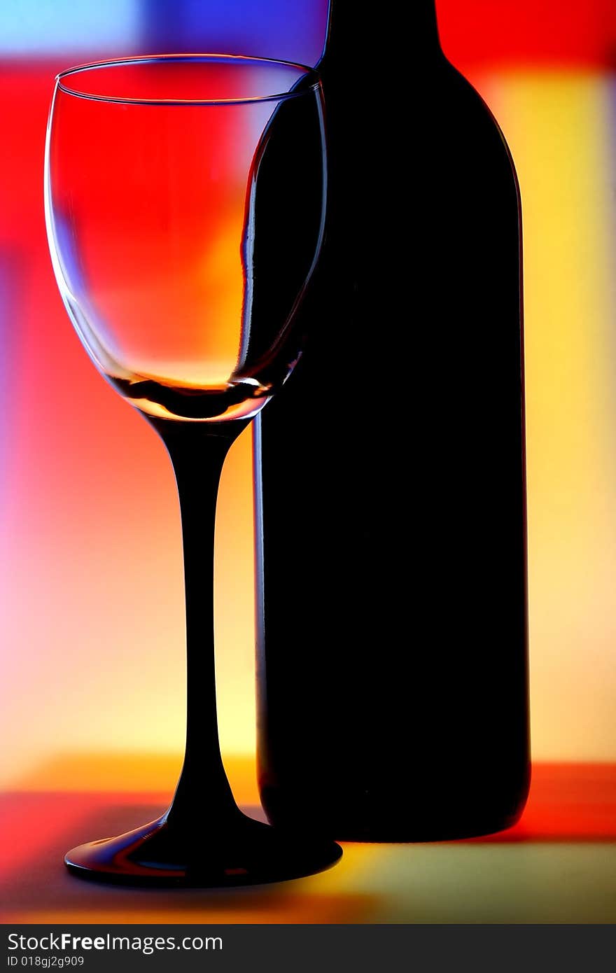 Wine Bottle & Glass Abstract