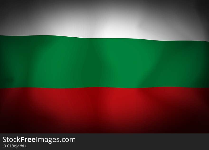 Computer generated illustration of the flag of Bulgaria with silky appearance and waves. Computer generated illustration of the flag of Bulgaria with silky appearance and waves