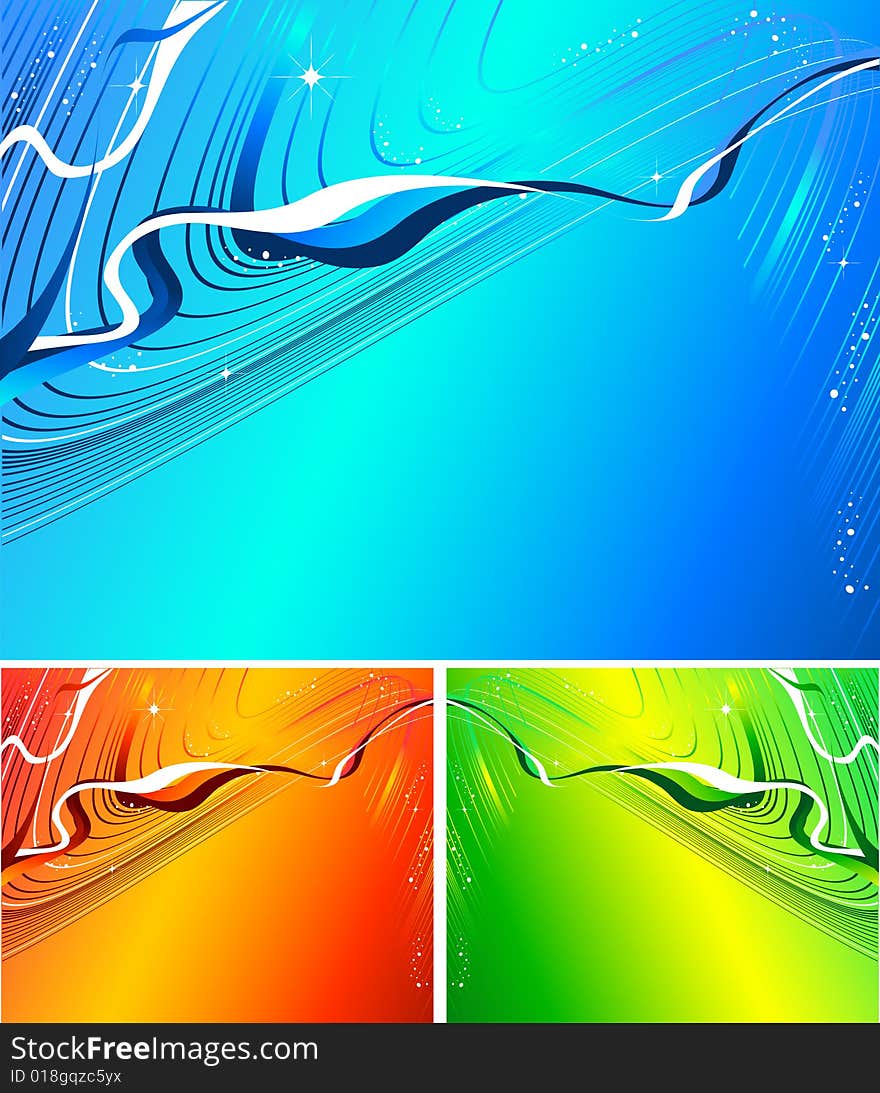 Holiday abstract vector background in three bright colors