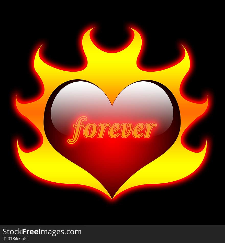 Heart and flames, red passion and love forever. Perfect image for your girl or your boyfriend. Heart and flames, red passion and love forever. Perfect image for your girl or your boyfriend.