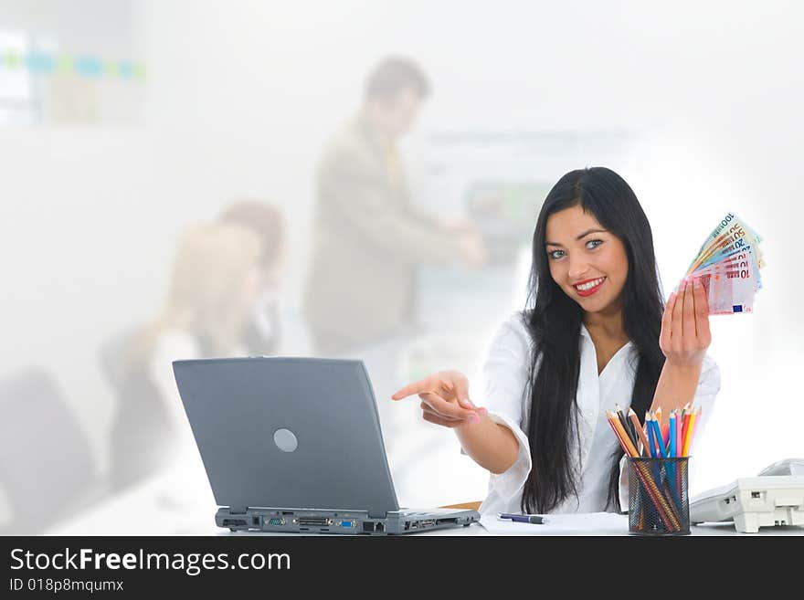 Business woman  working on isolated background