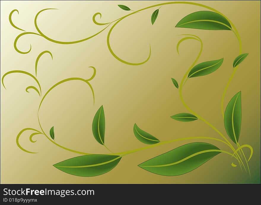 Illustration with green leaves on green backgroud